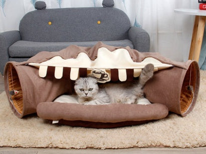 Collapsible Cat Tunnel with Mat
