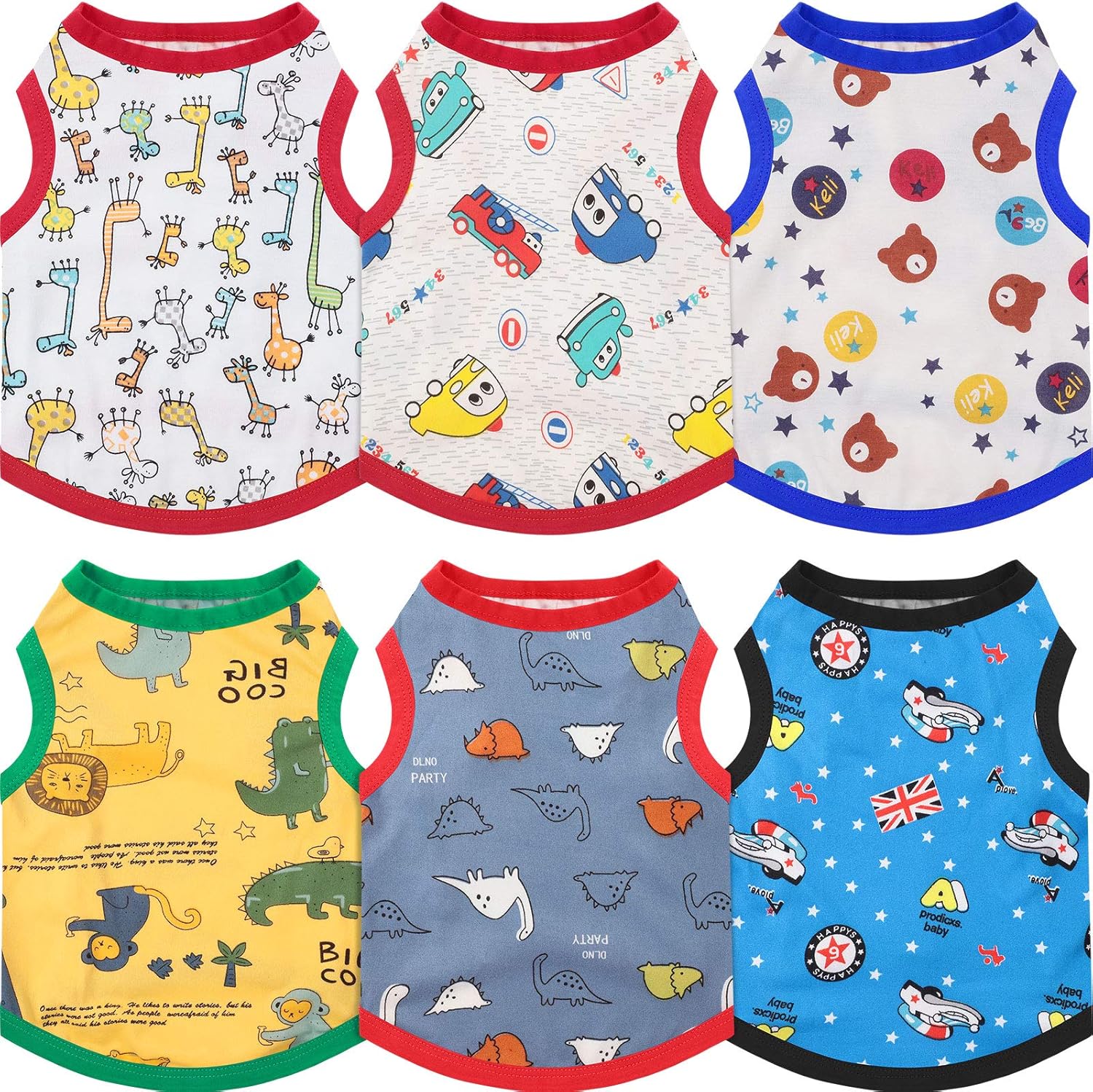 Geyoga 6 Pieces Cute Printed Pet Shirts - Cotton Breathable Puppy Sweatshirt Apparel Outfit for Dogs (S)