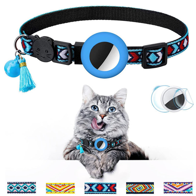Pet Collar Geometric Pattern Cat With Bell