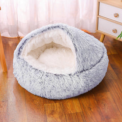 Cozy Semi-Enclosed Plush Pet Bed