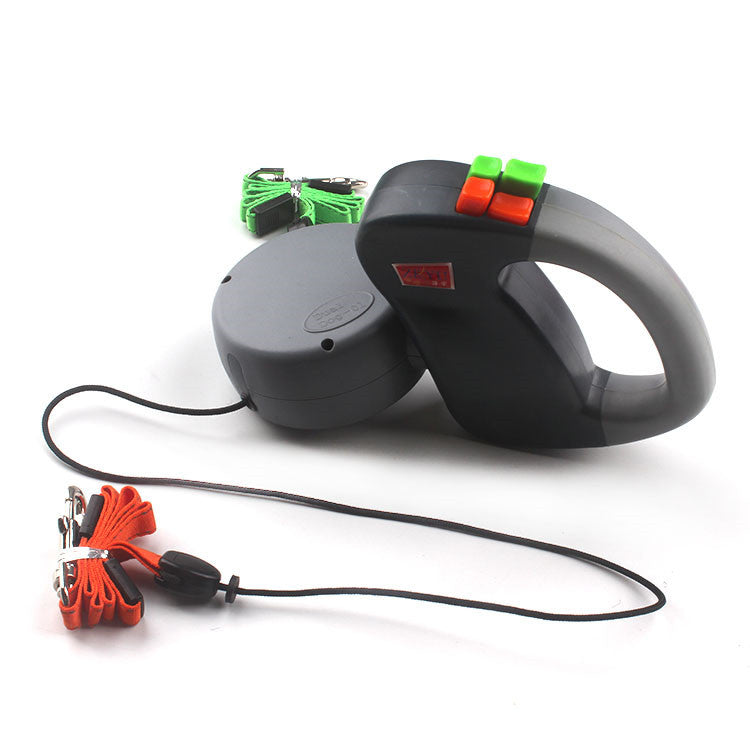 WIGZI - 2025 Enhanced Edition - Dual (2) Dog Retractable Leash, Auto-Untangles, Supports Up To 50lb Dogs, 10ft Distance Each Dog, Color-Coded Control, Reflective Leads, Waterproof, Gray Color