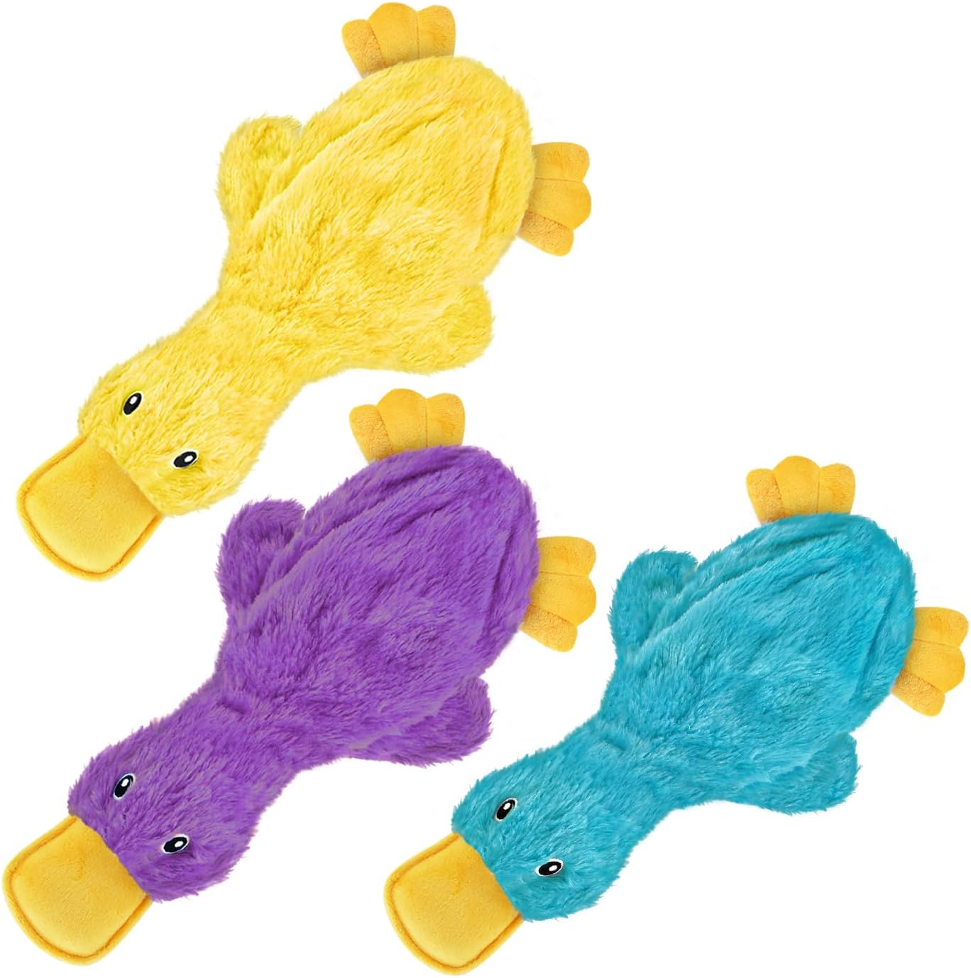 Best Pet Supplies Crinkle Dog Toy for Small, Medium, and Large Breeds, Cute No Stuffing Duck with Soft Squeaker, Fun for Indoor Puppies and Senior Pups, Plush No Mess Chew and Play - Yellow