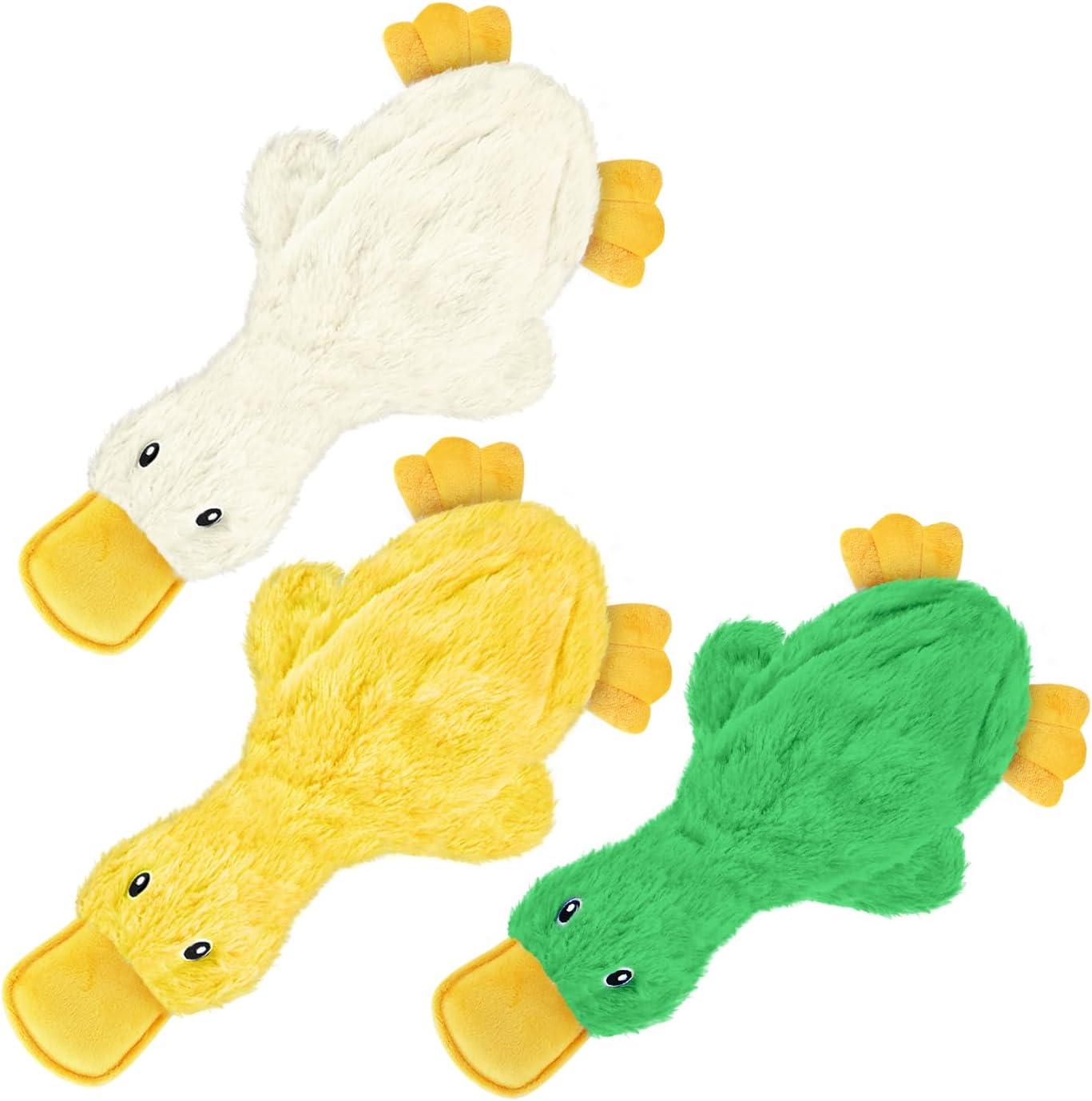 Best Pet Supplies Crinkle Dog Toy for Small, Medium, and Large Breeds, Cute No Stuffing Duck with Soft Squeaker, Fun for Indoor Puppies and Senior Pups, Plush No Mess Chew and Play - Yellow