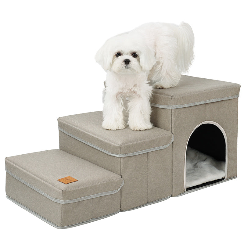 Foldable Dog Stairs - 3 Steps with Storage