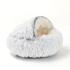 Plush Hooded Cat Bed - Donut